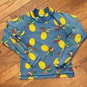 Hanna Andersson Blue Rashguard with Yellow Pineapples